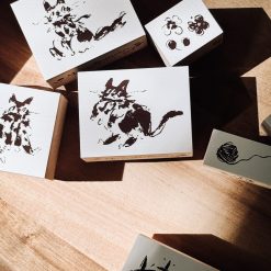 Meow Illustration Shooting Star Rubber Stamp