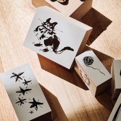Meow Illustration Shooting Star Rubber Stamp