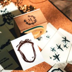 Meow Illustration Ribbon Shield Rubber Stamp - Collector Mr.M Series