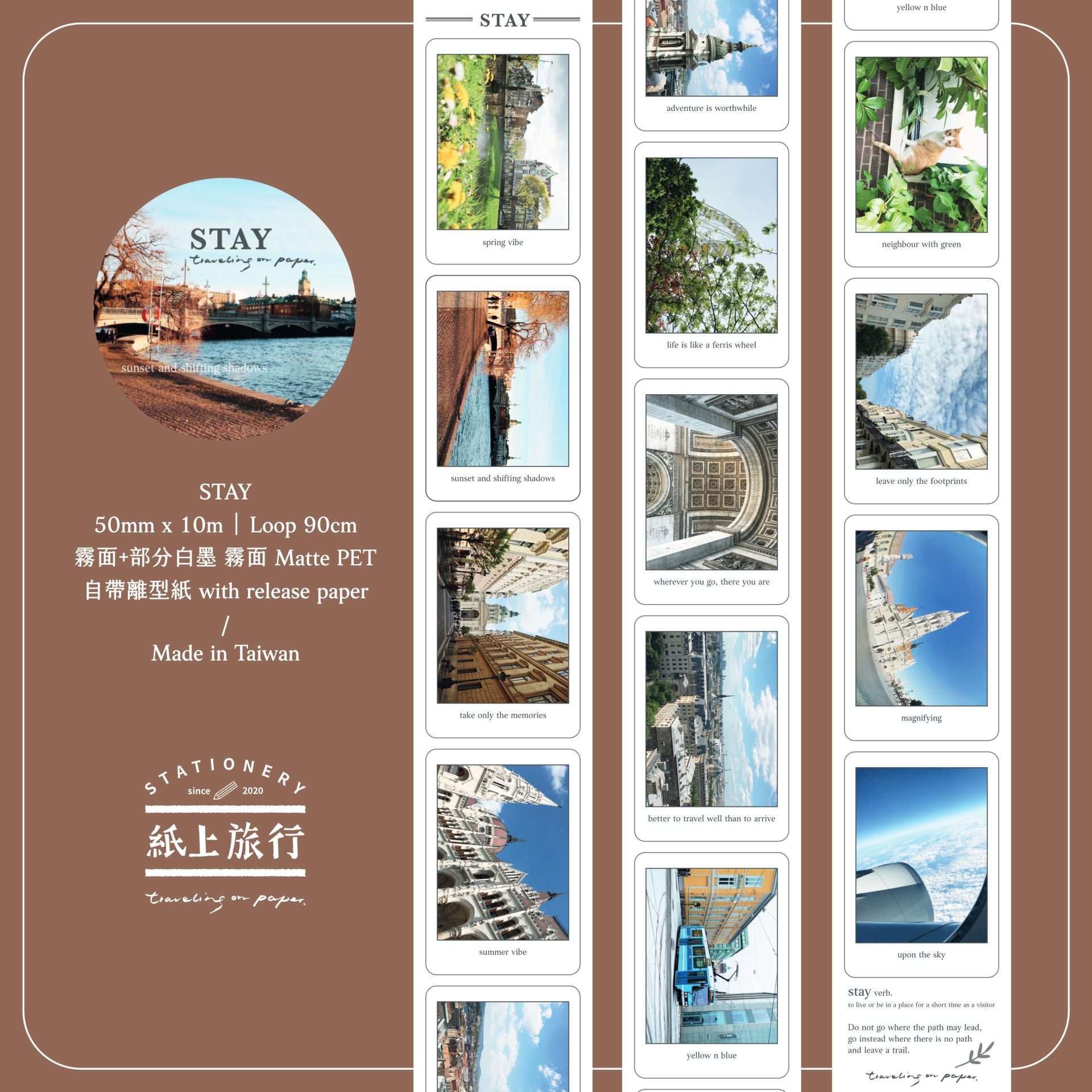 Traveling on Paper Stay PET Tape