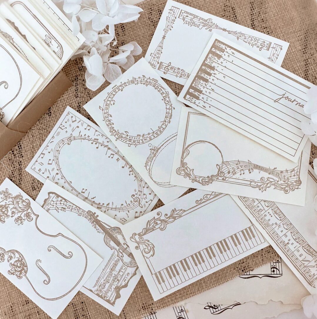Journal Pages Letterpress Label Sticker Set - Music Note