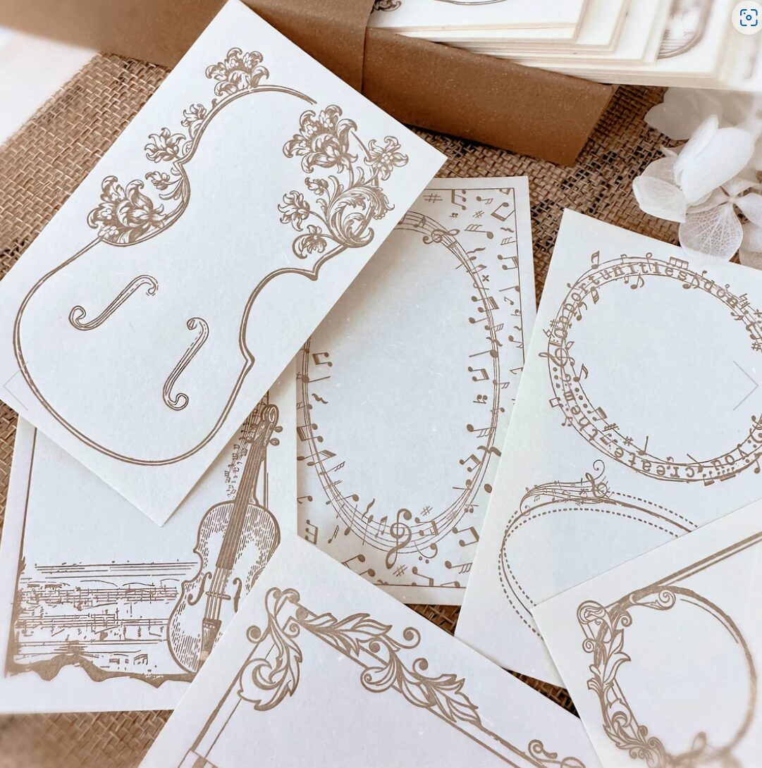 Journal Pages Letterpress Label Sticker Set - Music Note