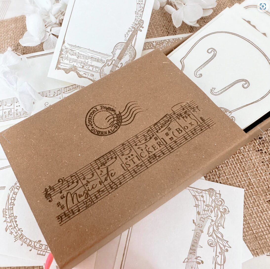 Journal Pages Letterpress Label Sticker Set - Music Note