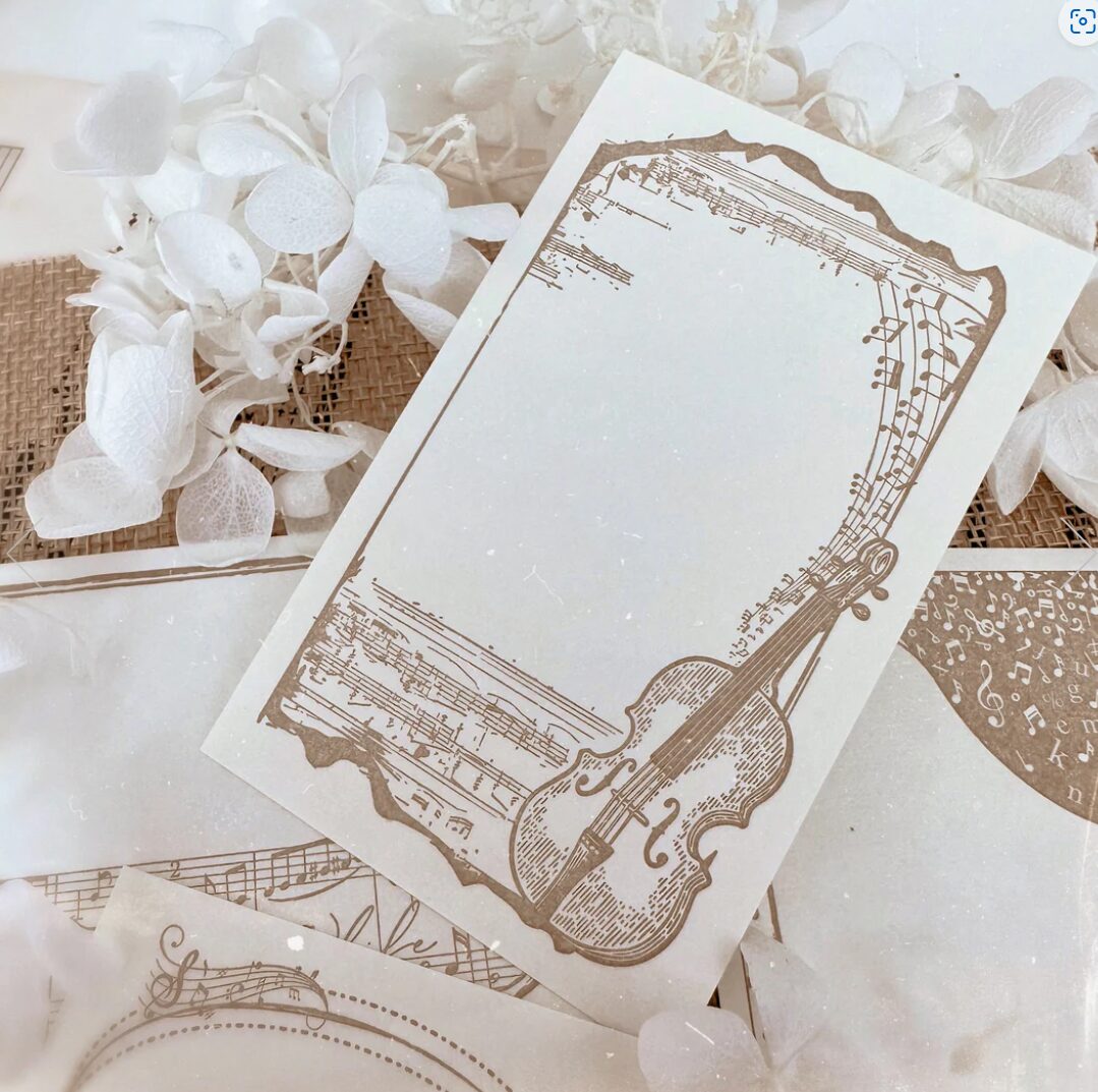 Journal Pages Letterpress Label Sticker Set - Music Note