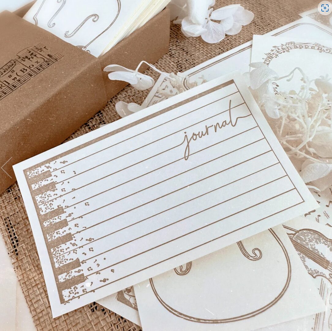 Journal Pages Letterpress Label Sticker Set - Music Note