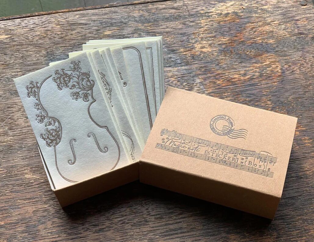 Journal Pages Letterpress Label Sticker Set - Music Note