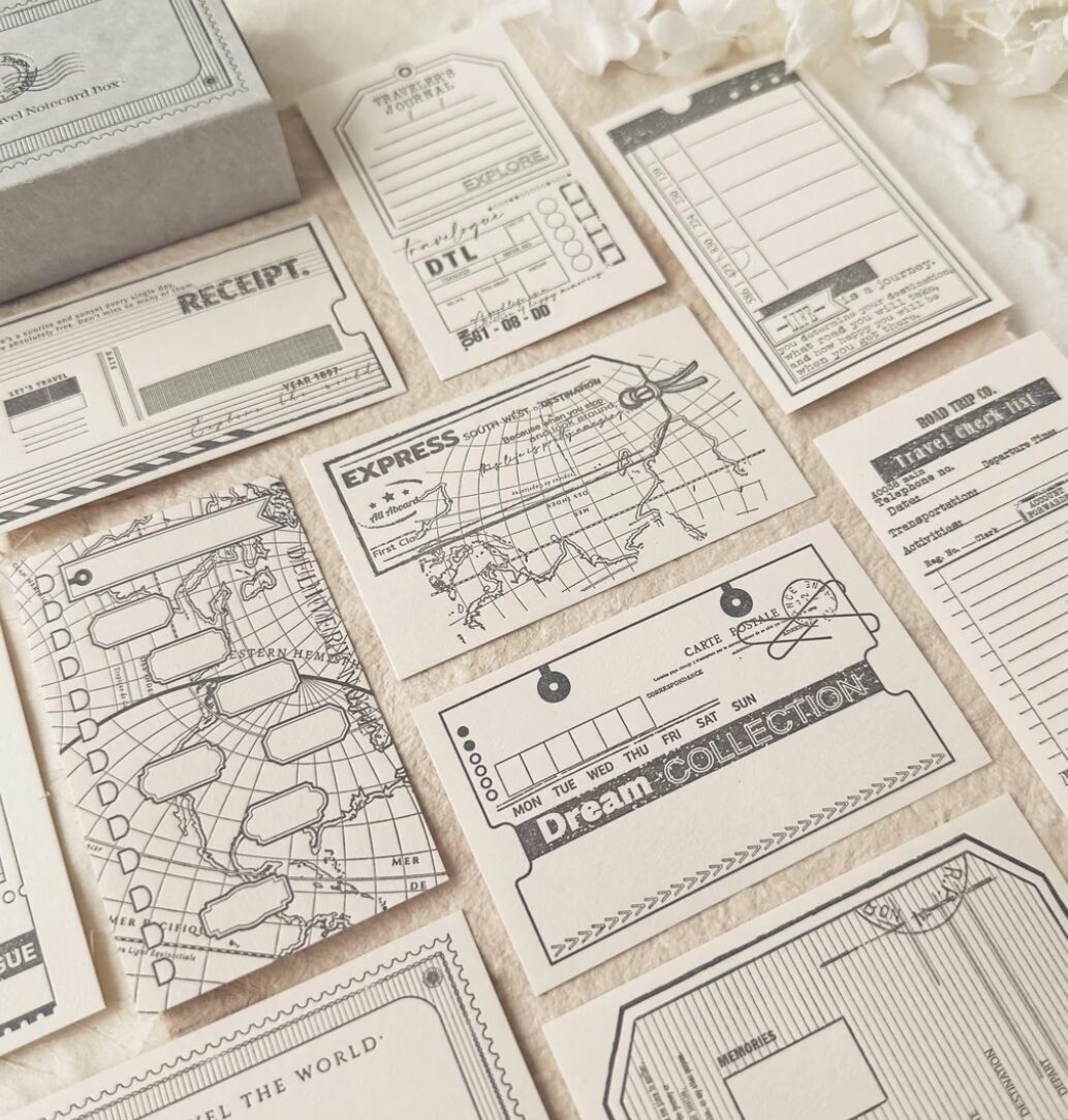 Journal Pages Letterpress Notecards Set - Let’s Travel