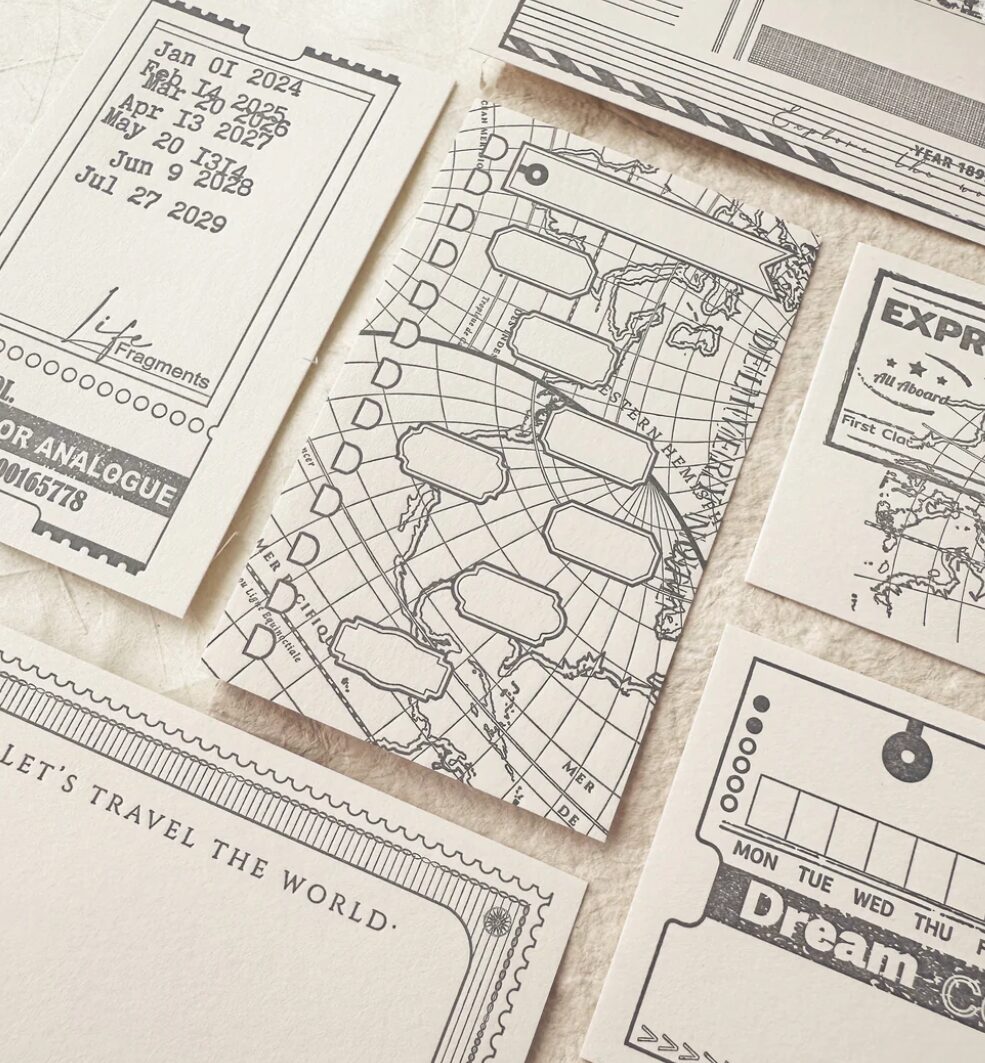 Journal Pages Letterpress Notecards Set - Let’s Travel