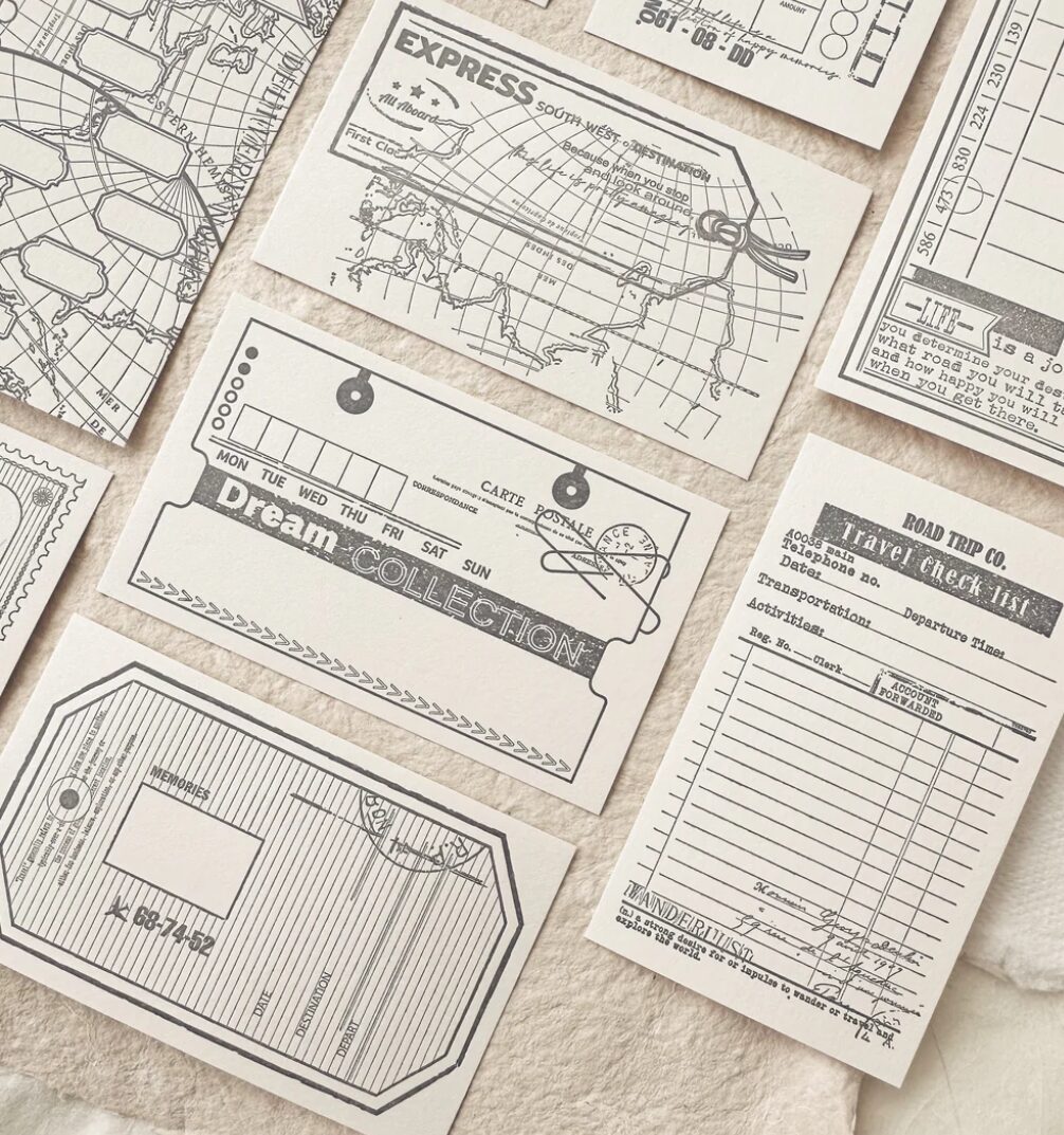 Journal Pages Letterpress Notecards Set - Let’s Travel