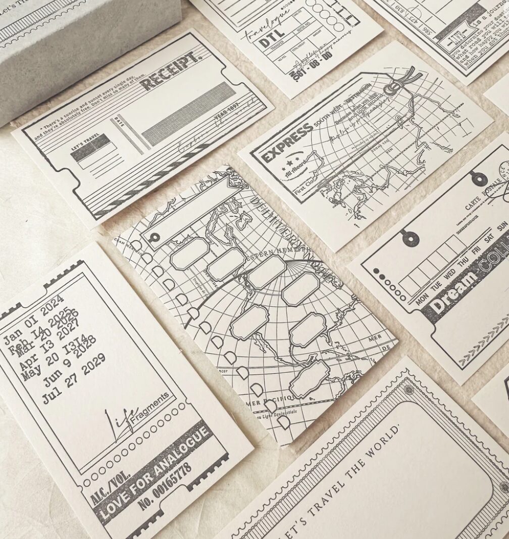Journal Pages Letterpress Notecards Set - Let’s Travel