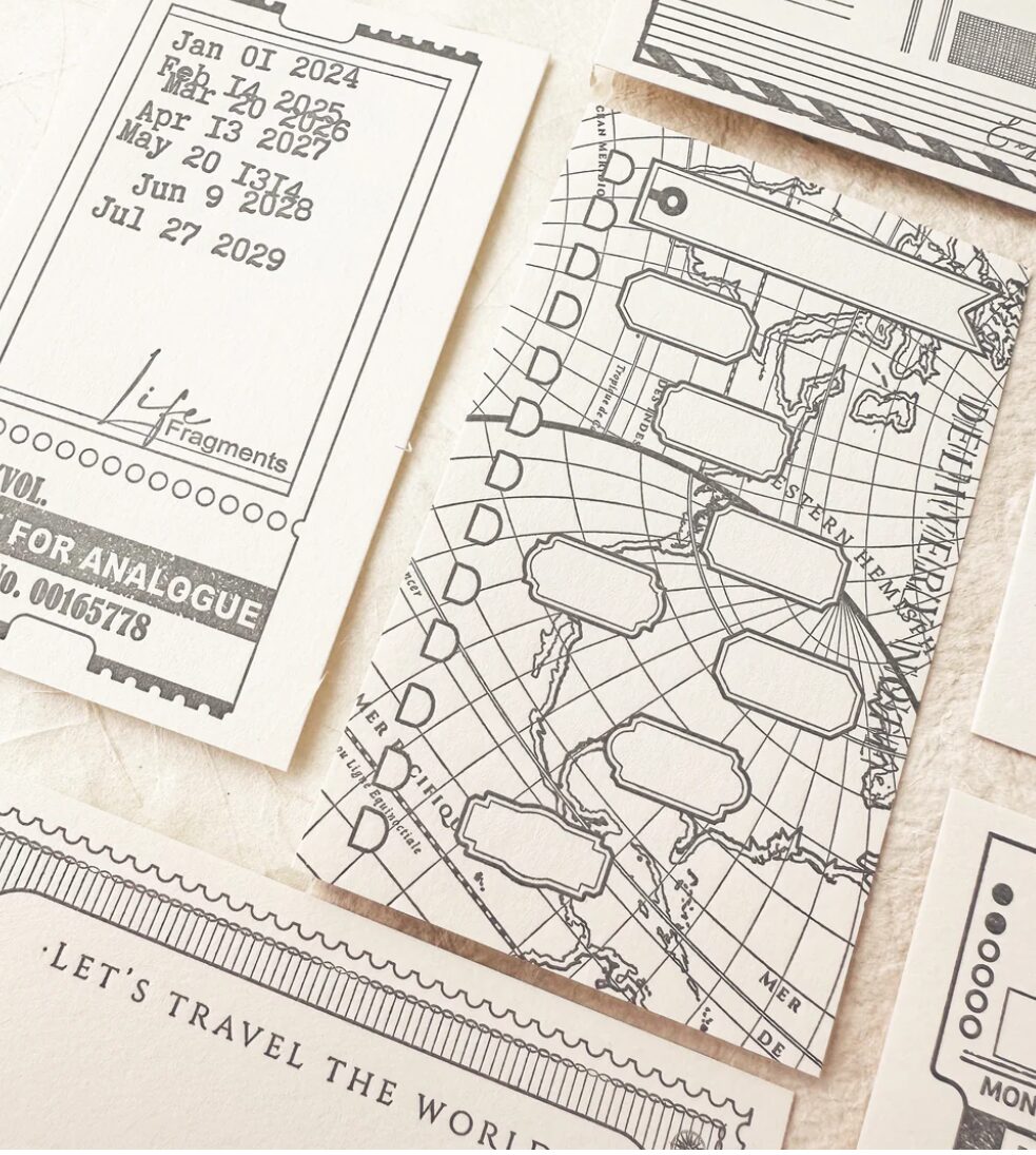 Journal Pages Letterpress Notecards Set - Let’s Travel