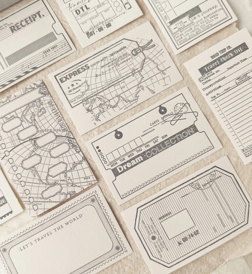 Journal Pages Letterpress Notecards Set - Let’s Travel