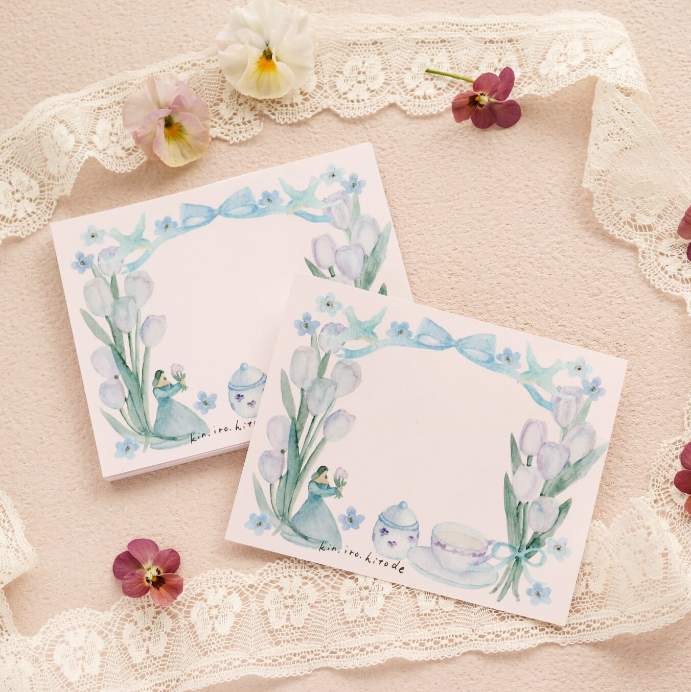 Kin.Iro.Hitode Notepad - Tea and Tulips