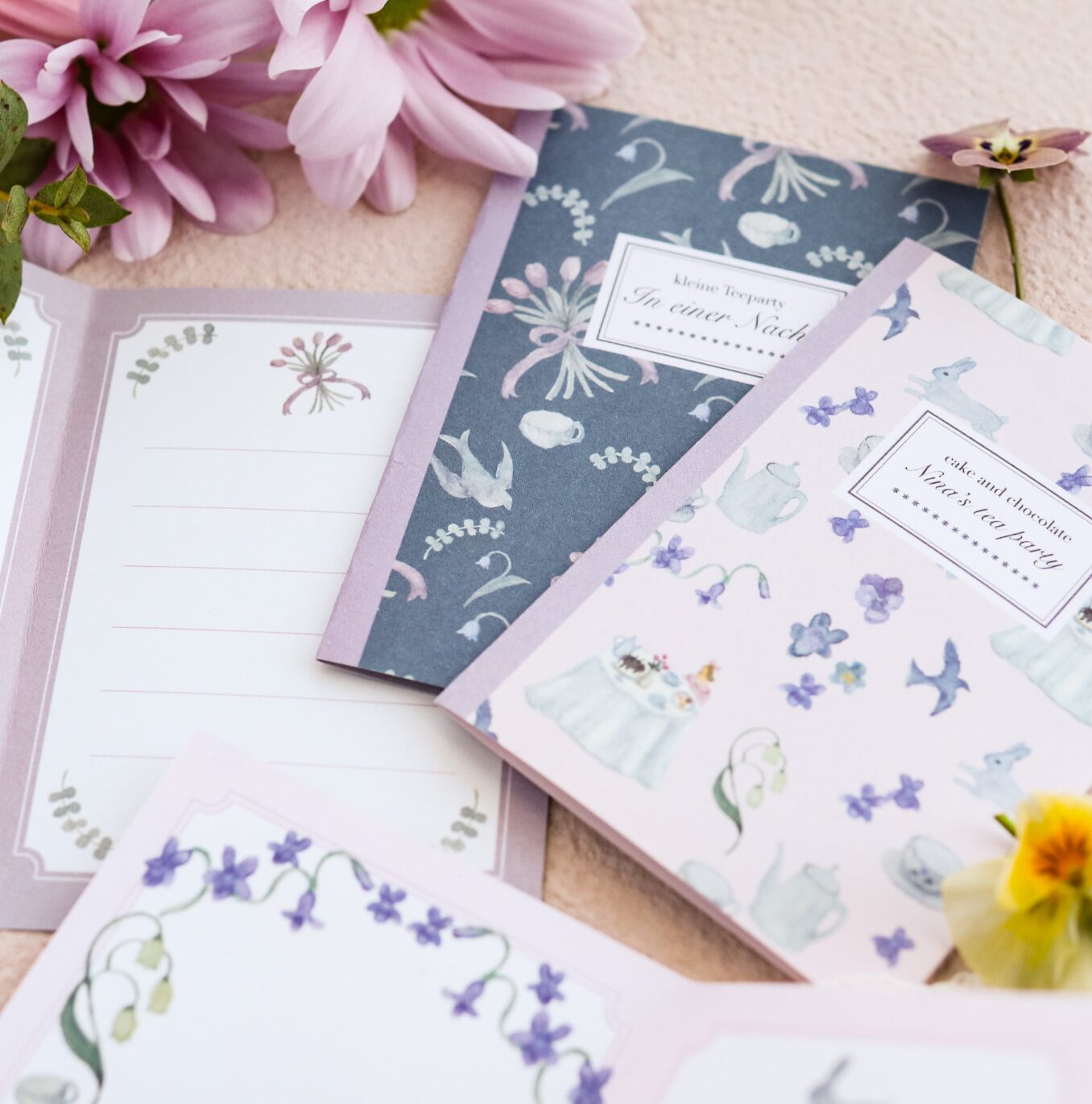 Kin.Iro.Hitode Message Cards - Violet Tea Party