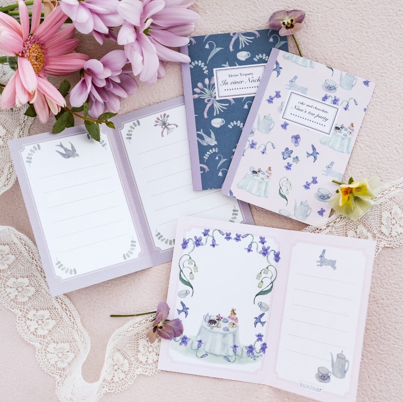 Kin.Iro.Hitode Message Cards - Violet Tea Party