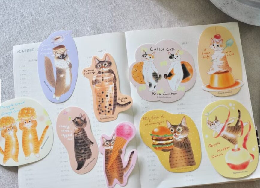 Davidcookslove Vinyl Stickers - Cats & Food Set 2
