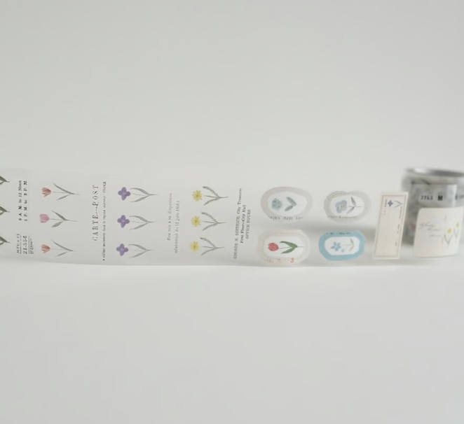 Yohaku Die-Cut Clear Roll Sticker - P-009 Garden