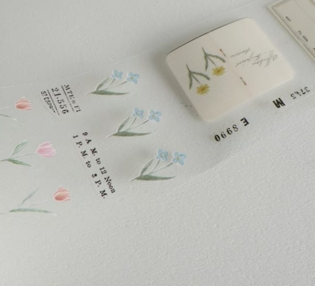 Yohaku Die-Cut Clear Roll Sticker - P-009 Garden