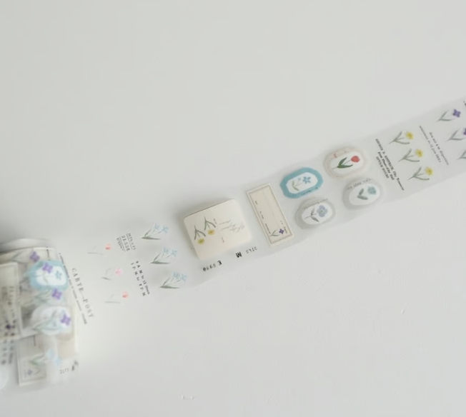 Yohaku Die-Cut Clear Roll Sticker - P-009 Garden