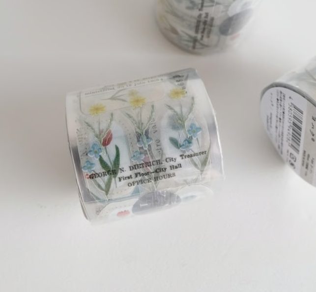 Yohaku Die-Cut Clear Roll Sticker - P-009 Garden