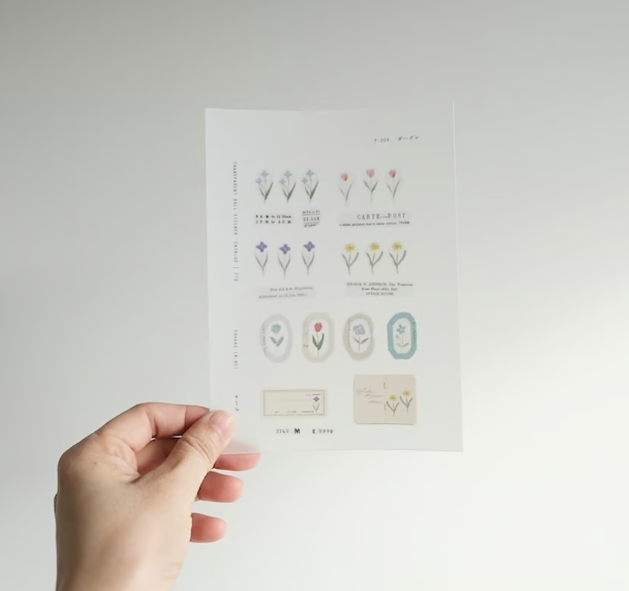 Yohaku Die-Cut Clear Roll Sticker - P-009 Garden