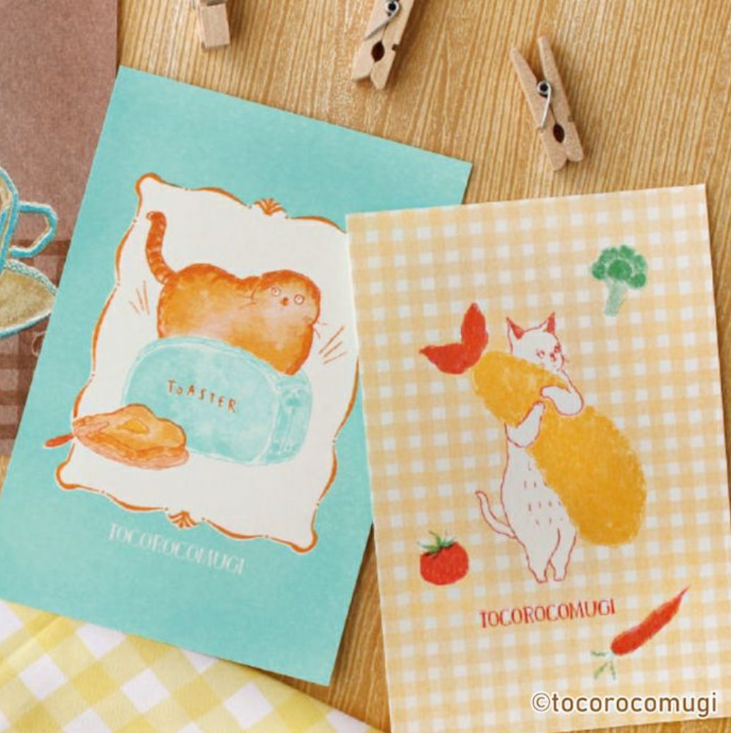 Furukawa Paper Die-Cut Postcard - Cat Toast