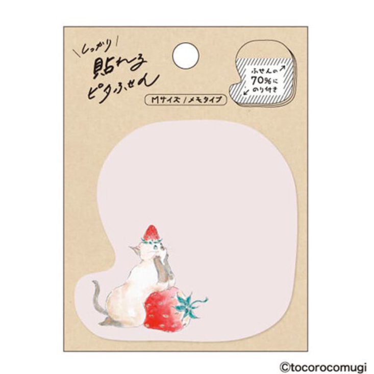 Hisago Tokoromugi M Cat Sticky Notes - Strawberry Cat