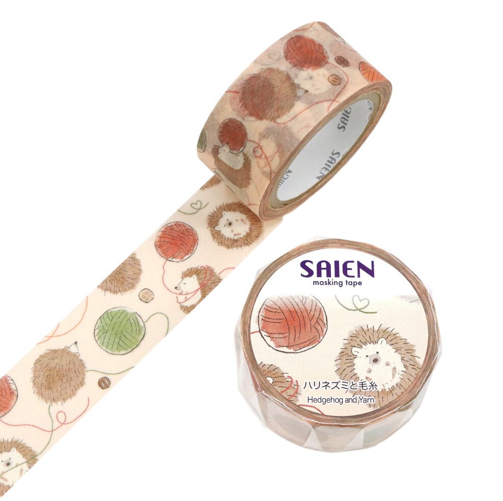 Saien Washi Tape - Hedgehog & Yarn