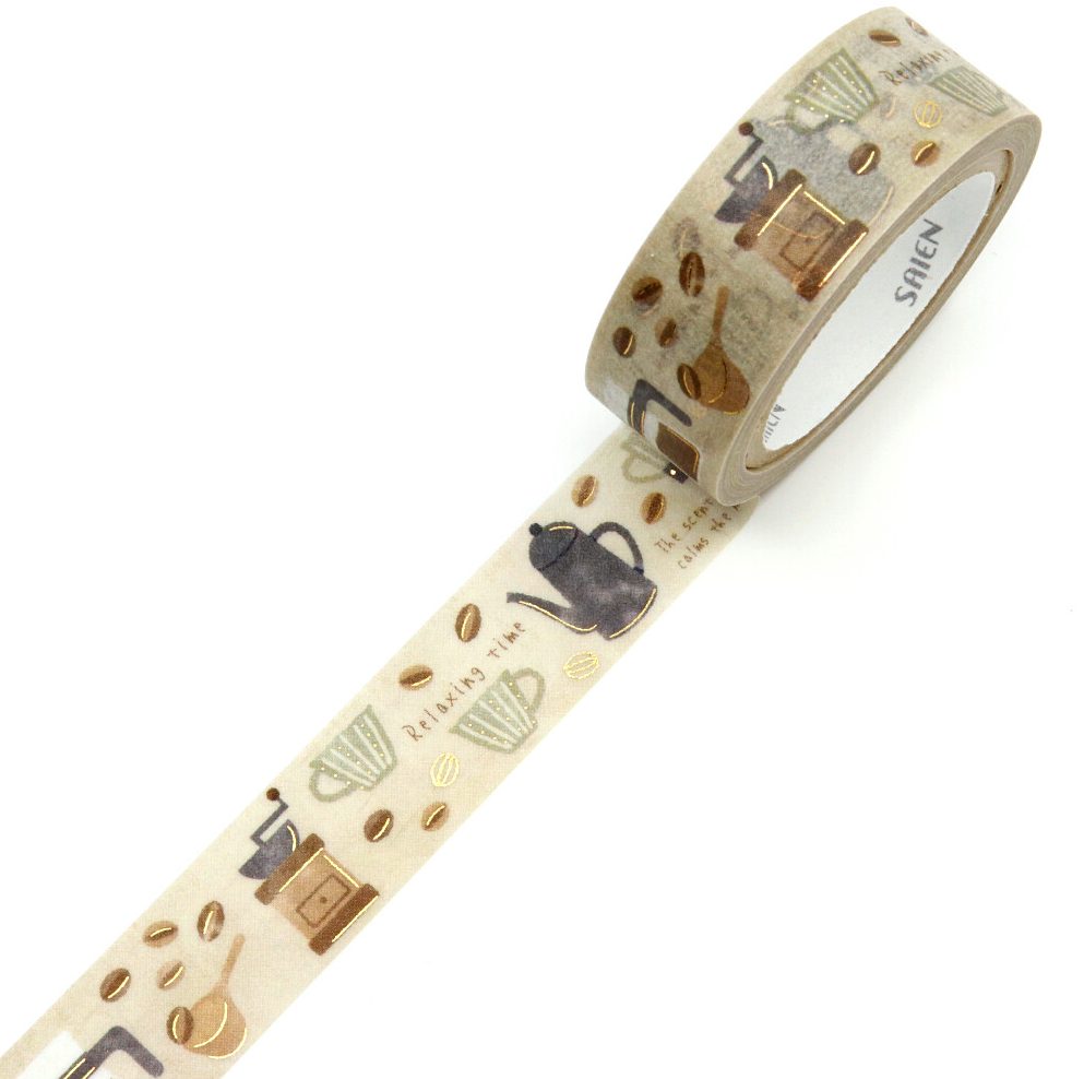 Saien Foiled Washi Tape - Coffee Time