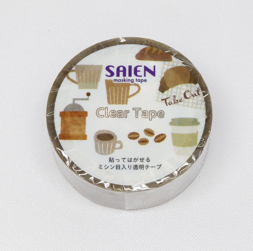 Saien Clear Perforated PET Tape - Coffee