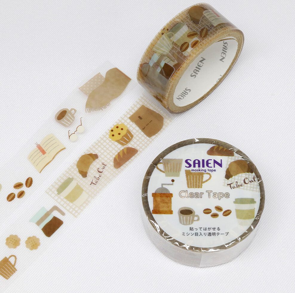 Saien Clear Perforated PET Tape - Coffee