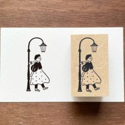 Stamp Marché Rubber Stamp - Girl & Street Lamp