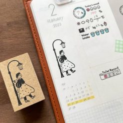 Stamp Marché Rubber Stamp - Girl & Street Lamp