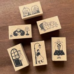 Stamp Marché Rubber Stamp - Girl & Street Lamp