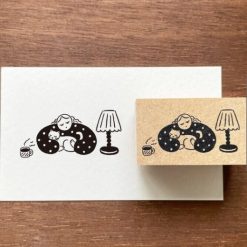 Stamp Marché Rubber Stamp - Girl, Coffee & Cat