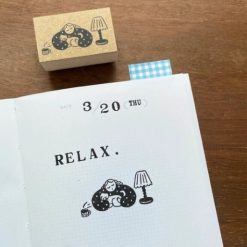 Stamp Marché Rubber Stamp - Girl, Coffee & Cat