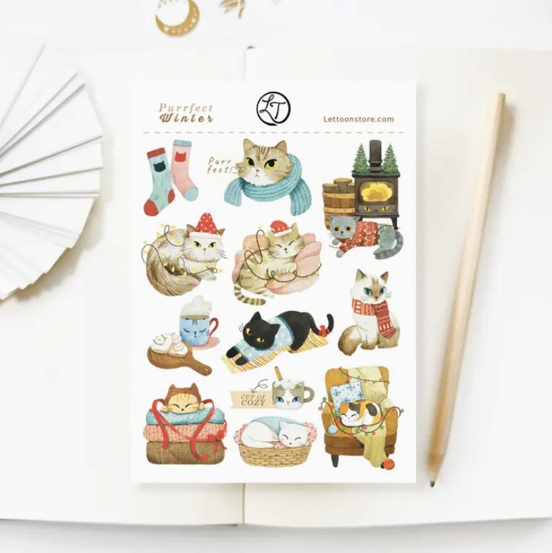 Lettoon Sticker Sheet - Purrfect Winter