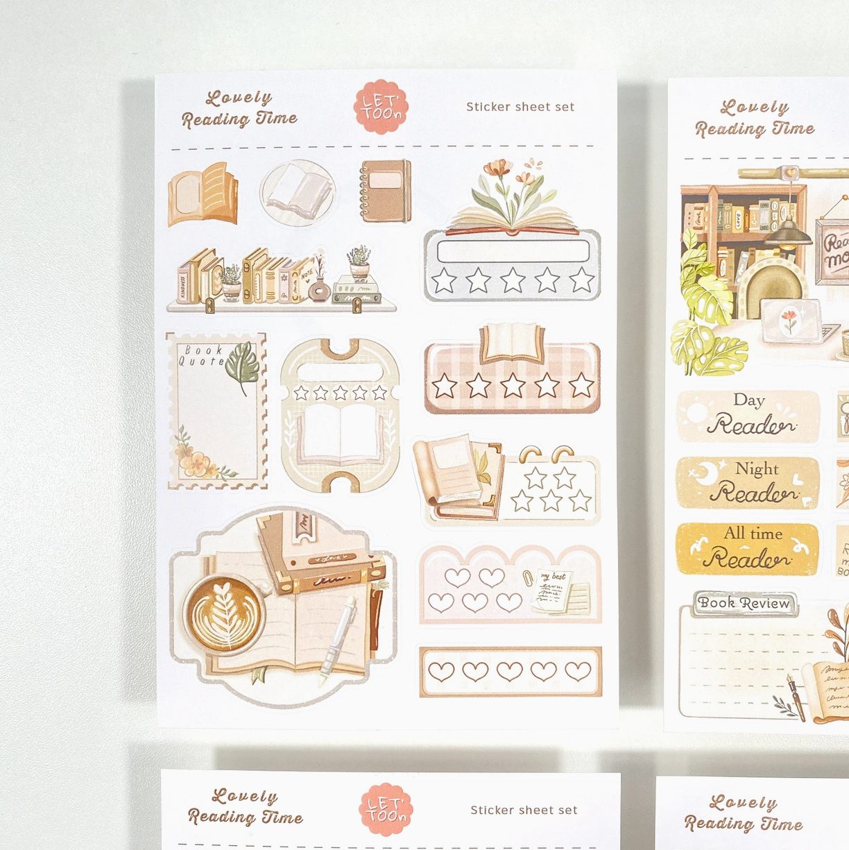 Lettoon Sticker Sheets & Postcard Set - Lovely Reading Time