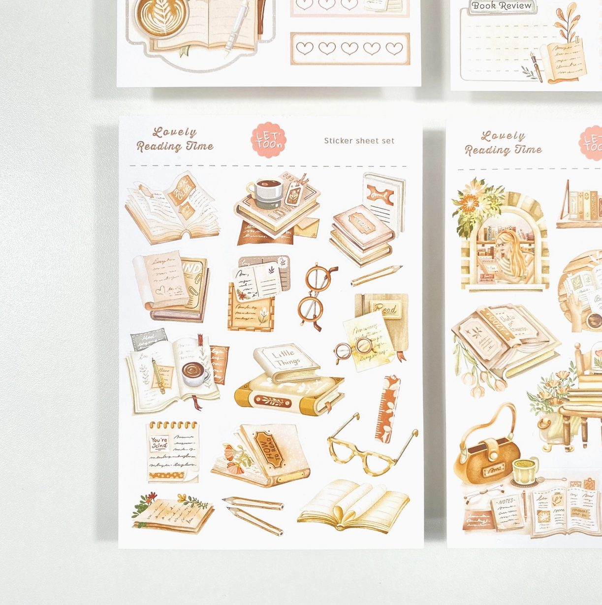 Lettoon Sticker Sheets & Postcard Set - Lovely Reading Time