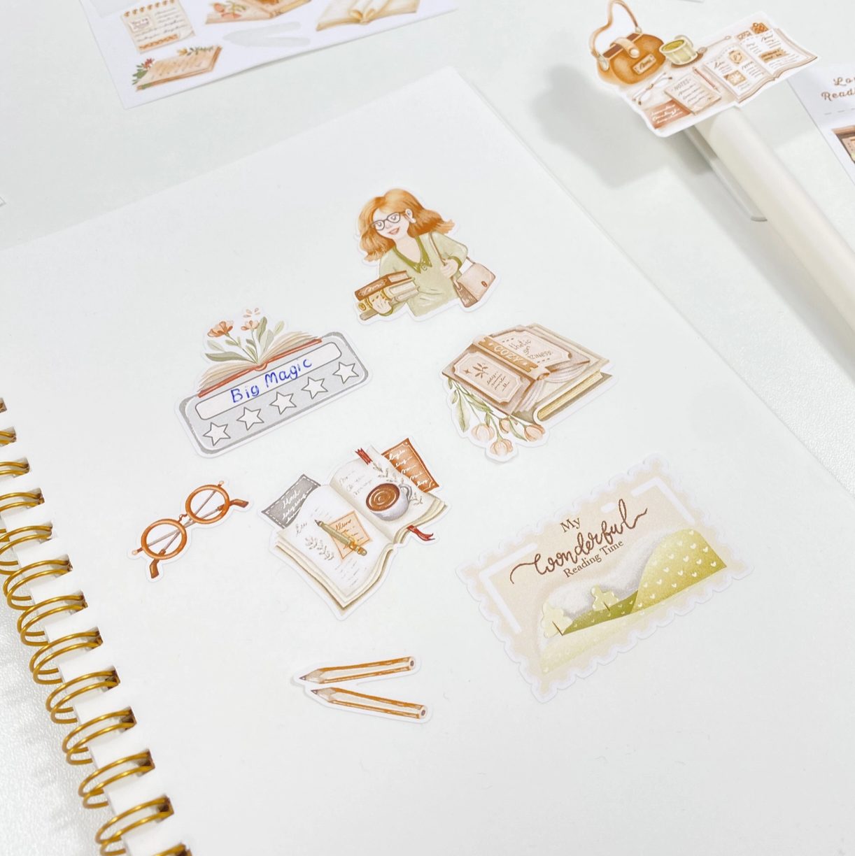Lettoon Sticker Sheets & Postcard Set - Lovely Reading Time