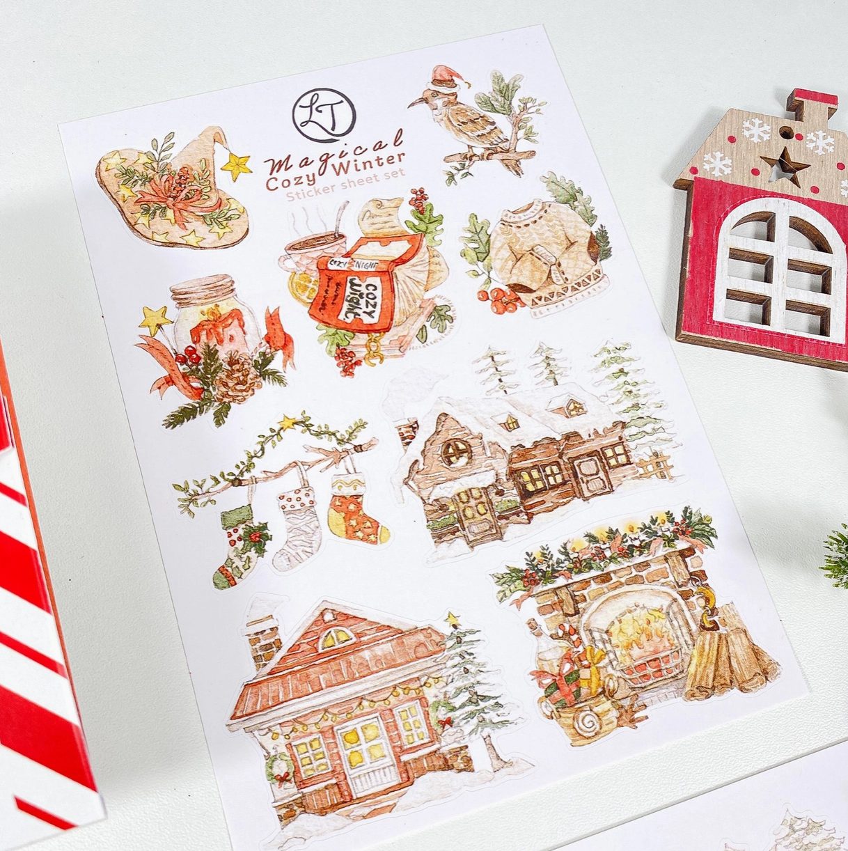 Lettoon Sticker Sheets & Postcard Set - Magical Cosy Winter