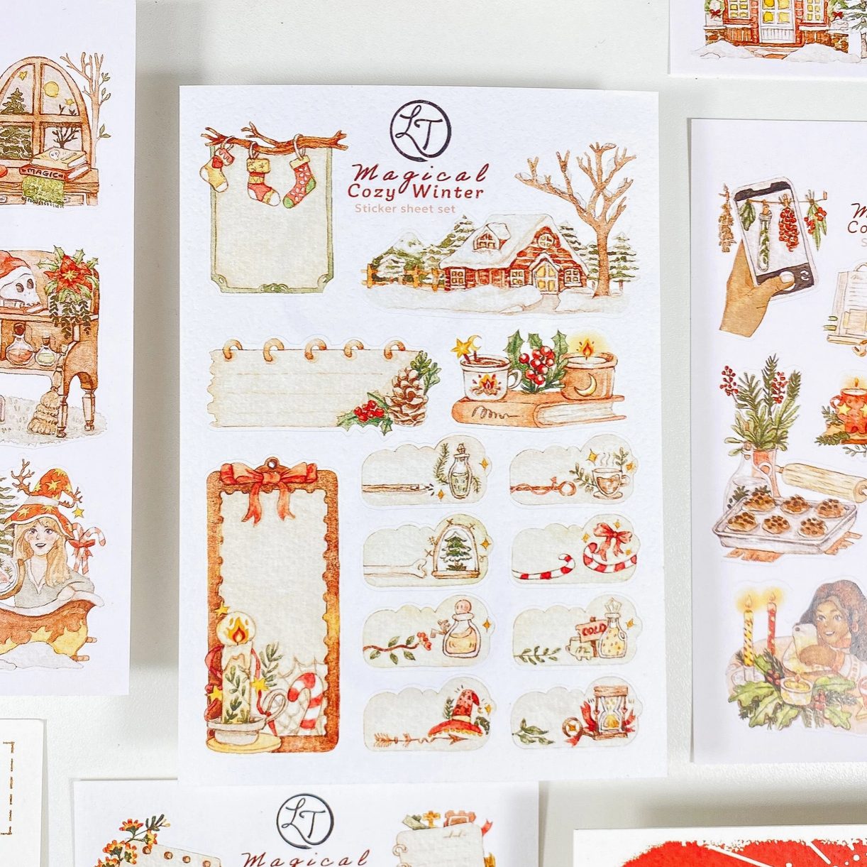 Lettoon Sticker Sheets & Postcard Set - Magical Cosy Winter