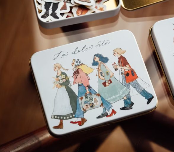 La Dolce Vita Tin Box Sticker Set - We Move Forward Happily