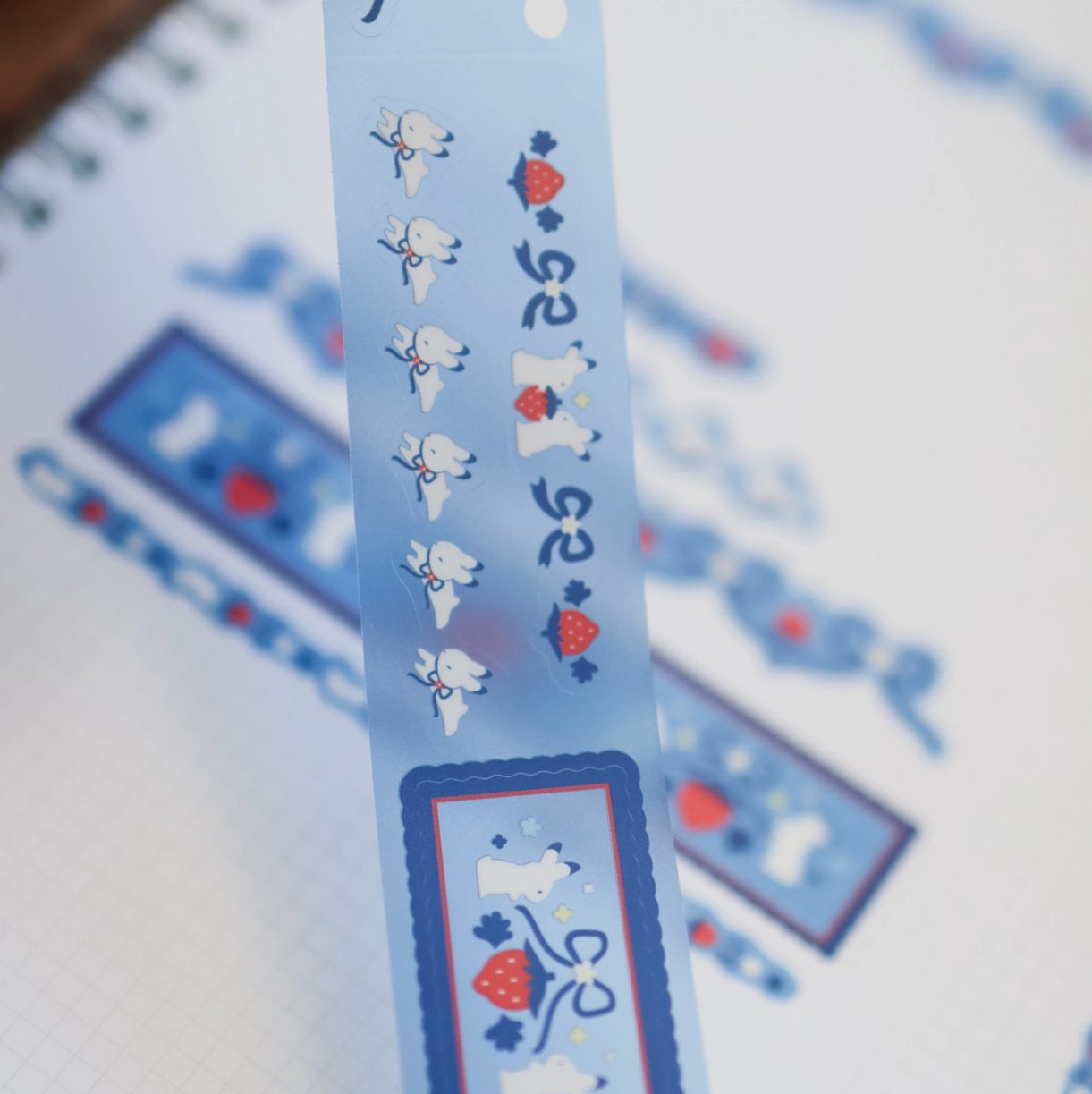A Thousand Skies Kiss-Cut PET Tape - Strawberry Bunnies