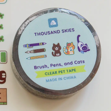A Thousand Skies PET Tape - Brush, Pens and Cats