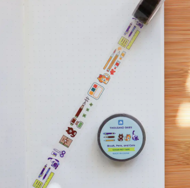 A Thousand Skies PET Tape - Brush, Pens and Cats