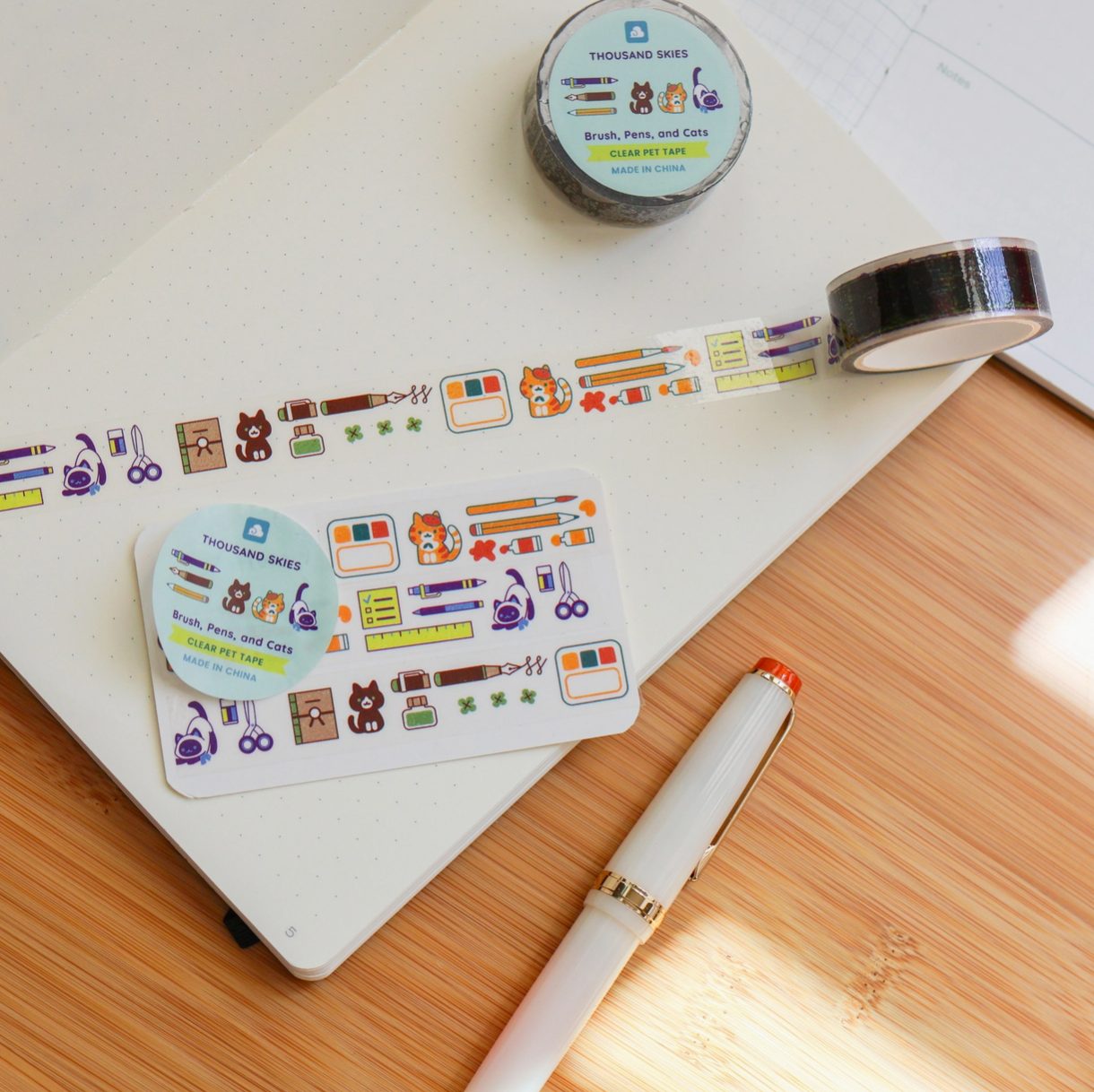 A Thousand Skies PET Tape - Brush, Pens and Cats