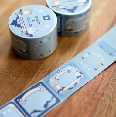 Thousand Skies Kiss-Cut Paper Roll Labels - Sparkles and Clouds