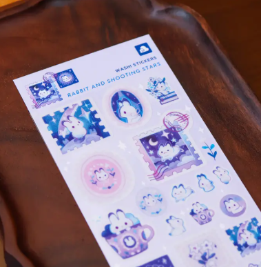 Thousand Skies Washi Sticker Sheet - Bunny and Shooting Stars