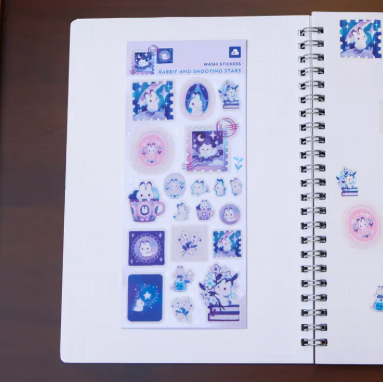 Thousand Skies Washi Sticker Sheet - Bunny and Shooting Stars